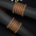 Gold-Plated Stone-Studded & Beaded Bangles
