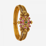 Embellished Bridal Silver Gold-Plated Stone Kada Bangle
