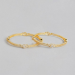 Women Gold-Plated Set of 2 Stone Studded Sterling Silver Bangles