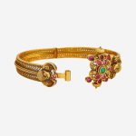 Embellished Bridal Silver Gold-Plated Stone Kada Bangle