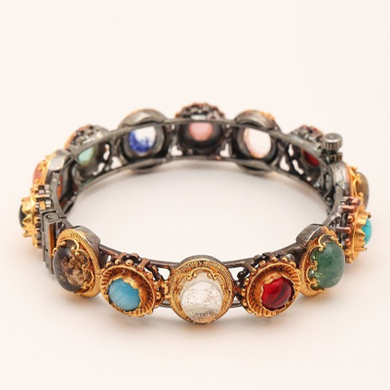 Multicolor Alloy Artificial Stone Studded Openable Bangle
