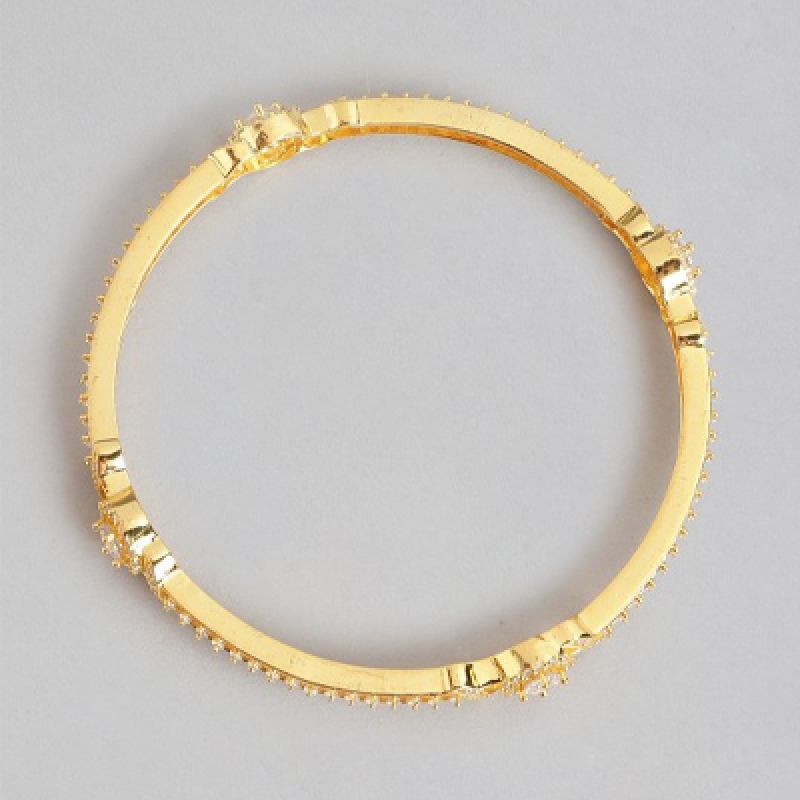 Women Gold-Plated Set of 2 Stone Studded Sterling Silver Bangles