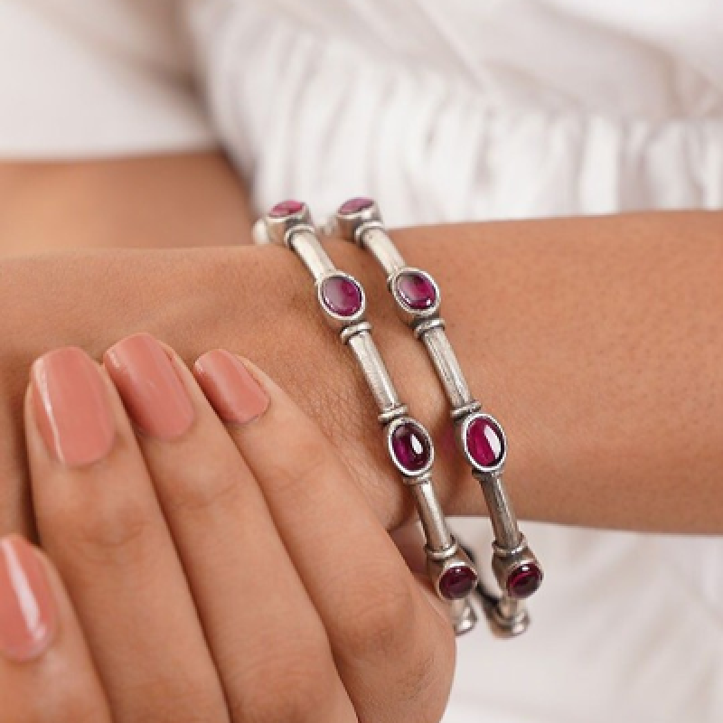 Pack Of 2 Artificial Stones and Beads Studded Bangles