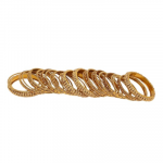 Gold-Plated Stone-Studded & Beaded Bangles