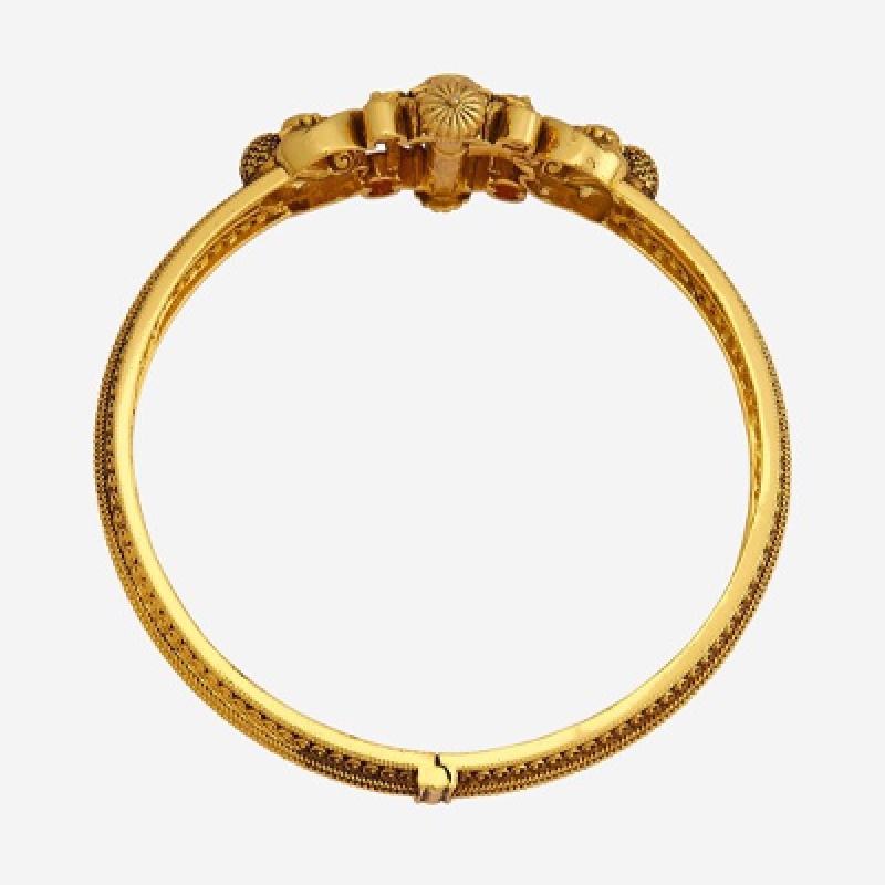 Embellished Bridal Silver Gold-Plated Stone Kada Bangle